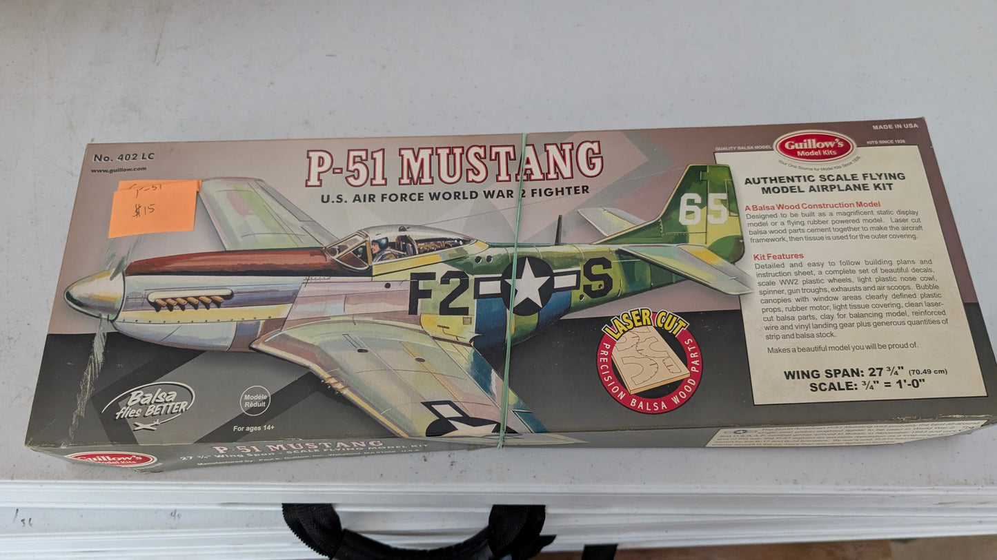 Guillow's P-51 Mustang Kit - LASER CUT
